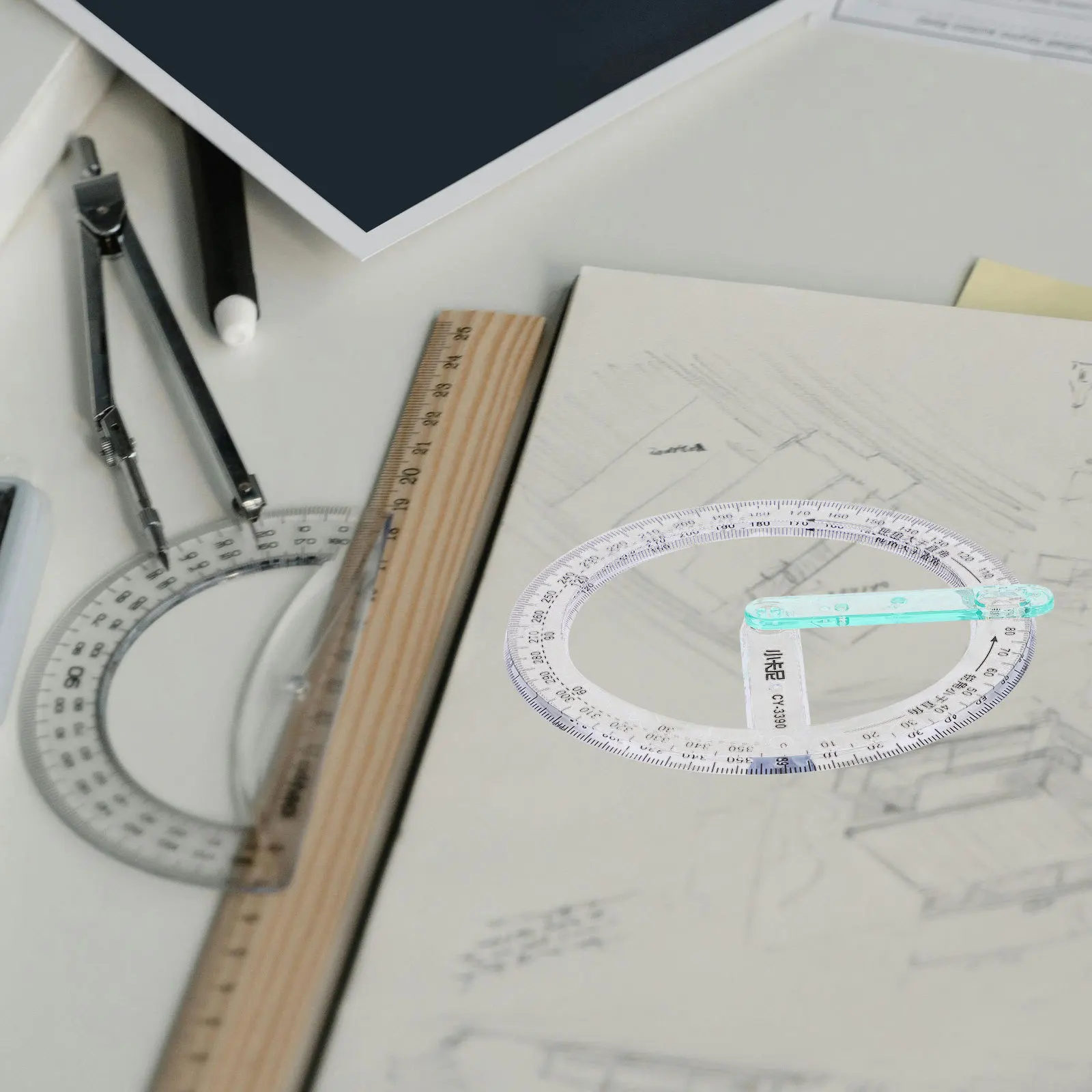 5Pcs 360 Degree Plastic Protractor Circle Protractor Tool for Measuring Angles Students Architects Engineers Office Use
