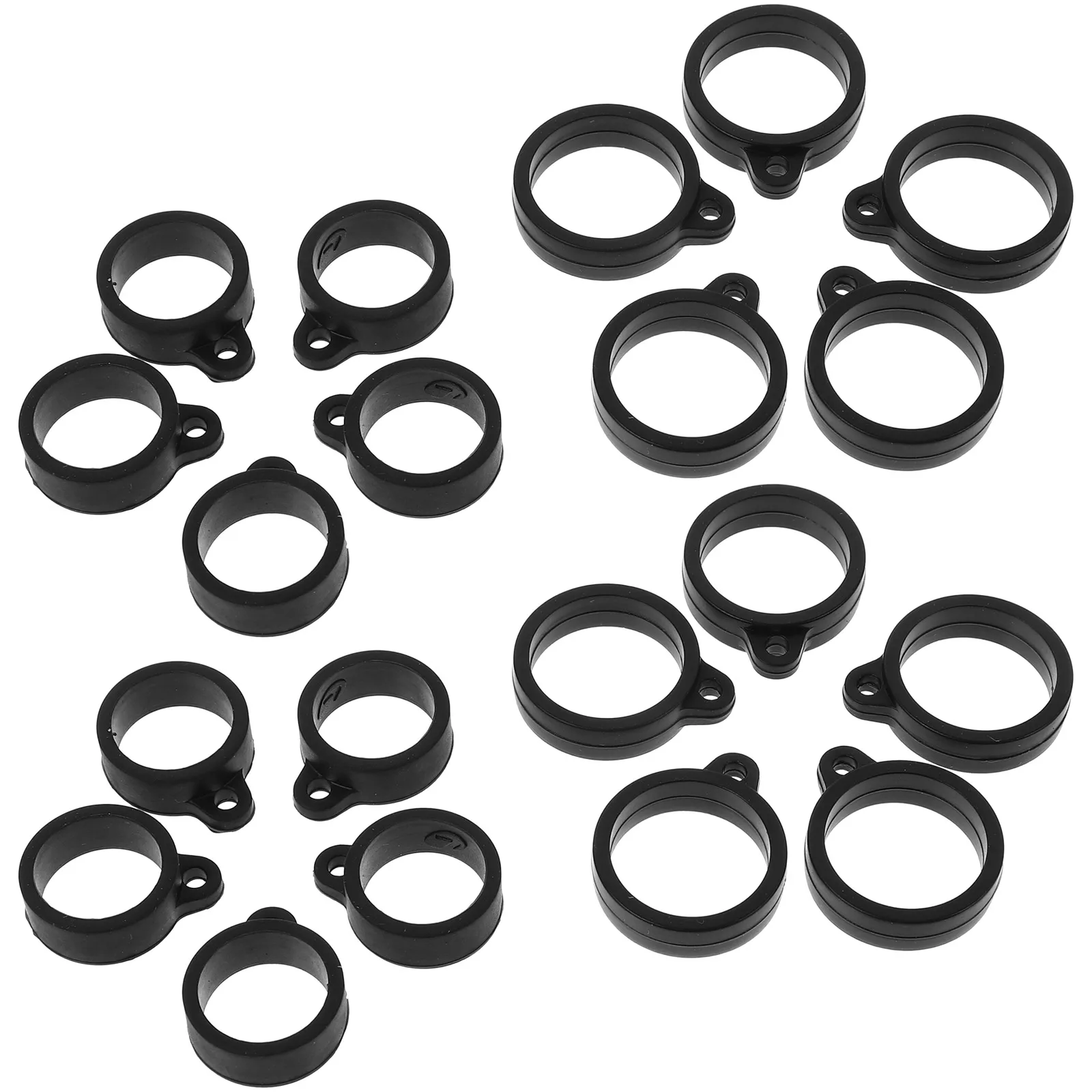 

20 Pcs Lanyards Silicone Hanging Ring Clasp Rings Loop Black Anti Lost Loss Device