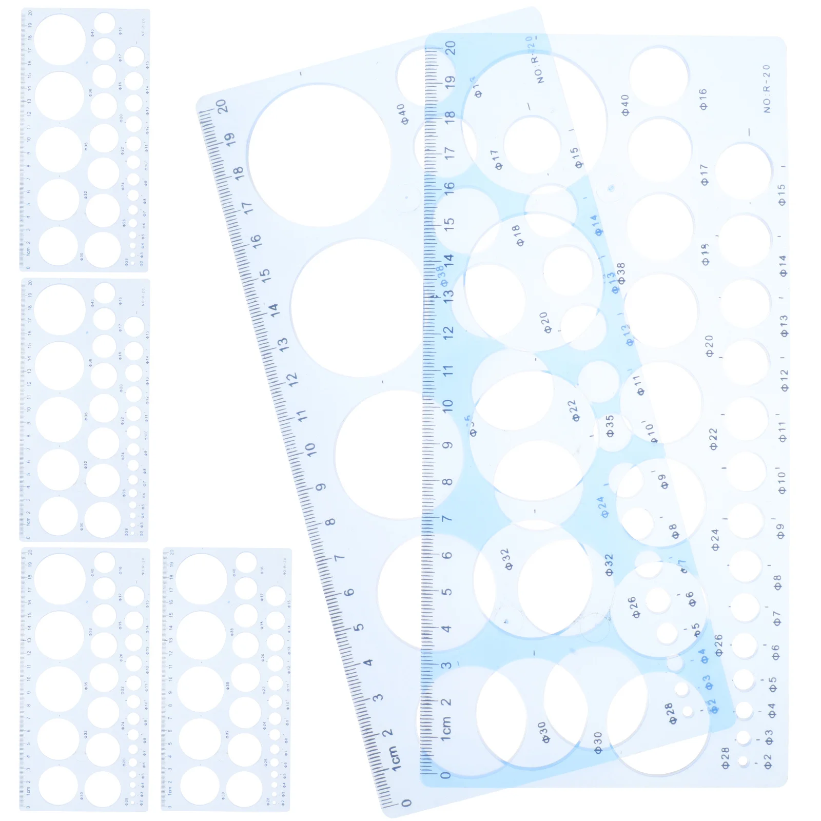 

6Pcs Circle Drawing Template Rulers Thickened Plastic Geometric Tools for Students Architects Drafting Measuring Rulers