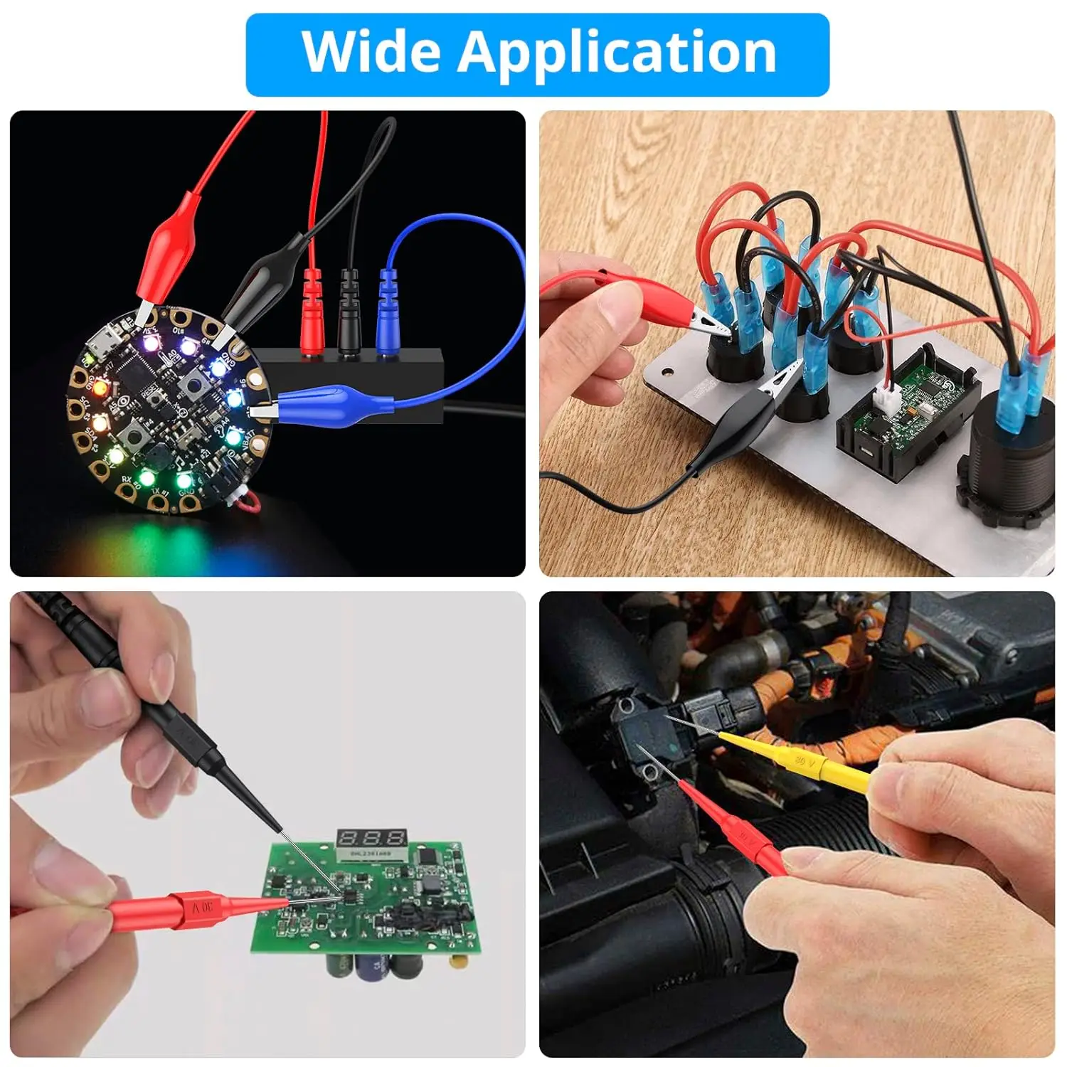 CAMWAY 25pcs Test Leads - 15 Back Probe Pins,5 Banana to Alligator Clips for Multimeter Circuit Testing
