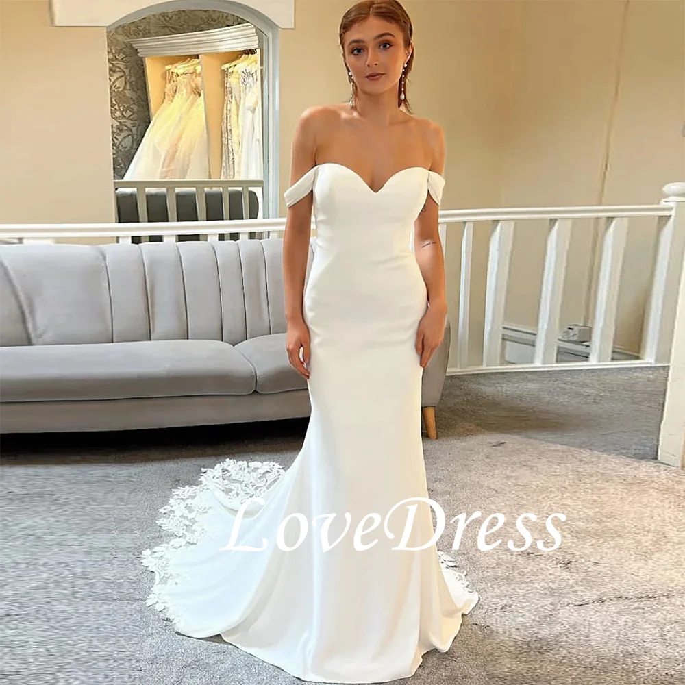 Lovedress-ヴィンテージオフショルダーのウェディングドレス、レースの錯覚、ボタン、ノースリーブ、ホットセール、ブライダルガウン、2023