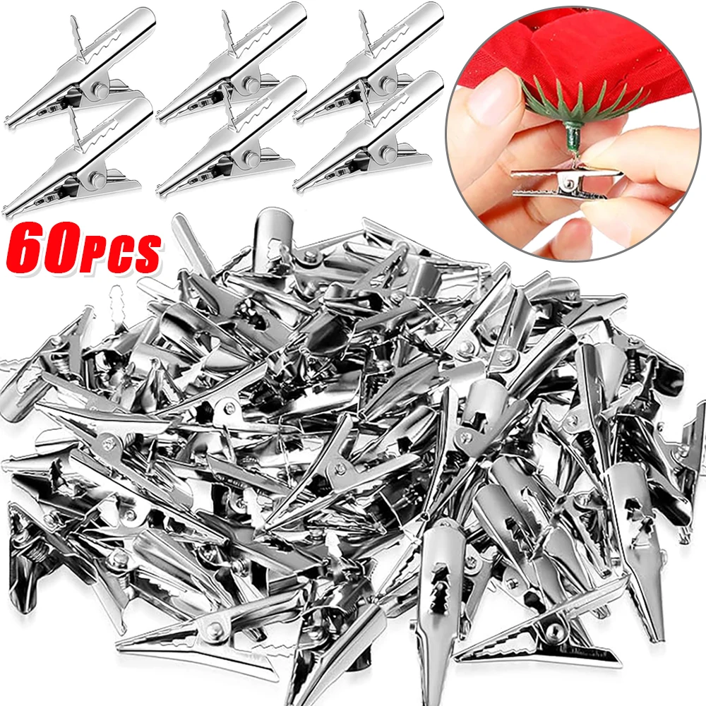 60/1Pcs Christmas Tree Ornament Clip Mini Metal Clips Xmas Flower Fixed Clamps Xmas Tree New Year Party Decoration Accessories