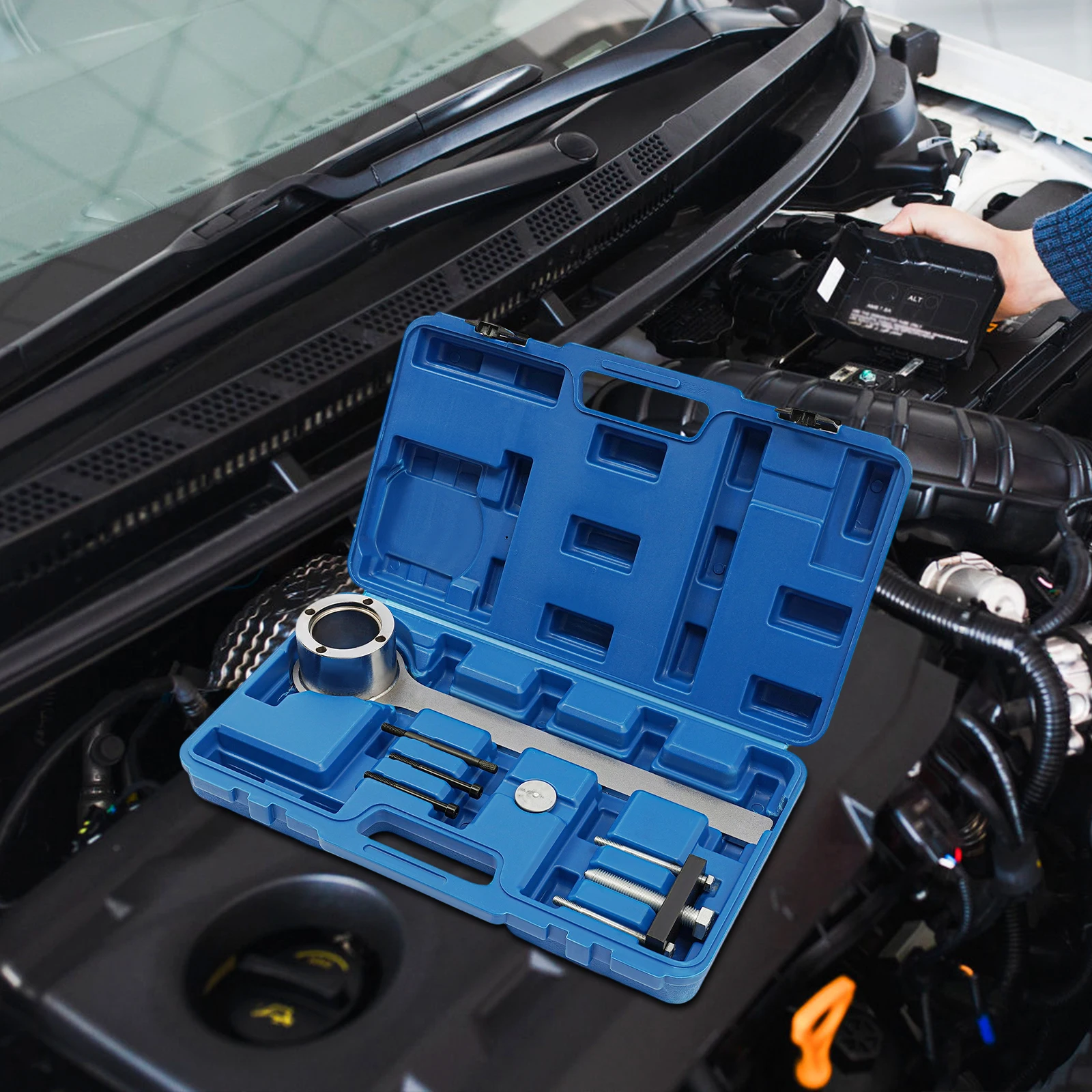 

Crankshaft Pulley Removal Tool Set Crank Puller Installer Hold Tool Set Engine Crankshaft Pulley Removal Tools for Land Rover V8