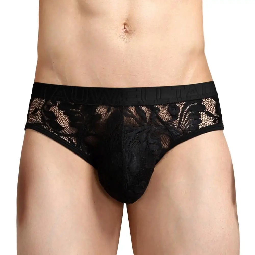 

Мужские сексуальные кружевные прозрачные трусы-брифы из сетки, новинка 2024 года, дышащее нижнее белье для мужчин