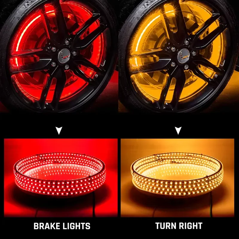 Customized Wholesale Double Row RGB SMD LED Wheel Rim Lights APP Control IP67 Waterproof Car Led Chasing Wheel Ring Lights