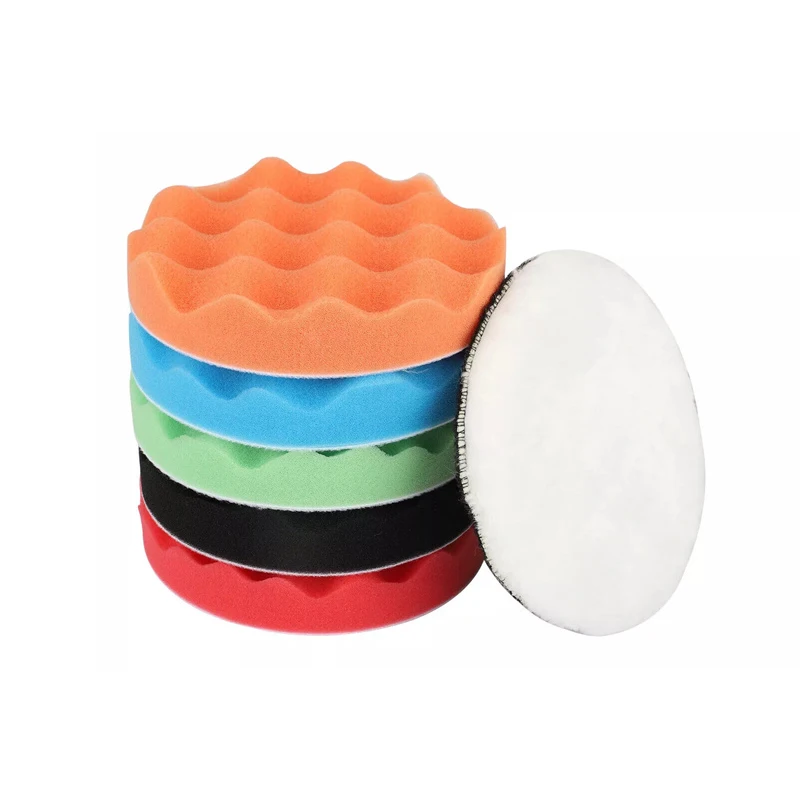 6 Pack 6 Inch Compound Buffing Polishing Pads Cutting Sponge Pads Kit For Car Polisher Self-Adhesive Sponge Waxing