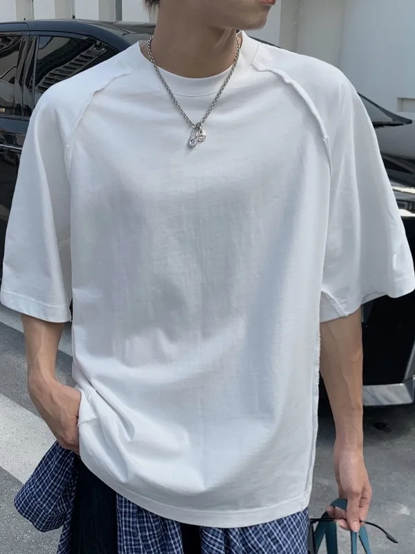 

Летняя мужская футболка 2025 с коротким рукавом, круглым вырезом, в стиле пэчворк, американского кроя, дышащая, комфортная, не требующая глажки