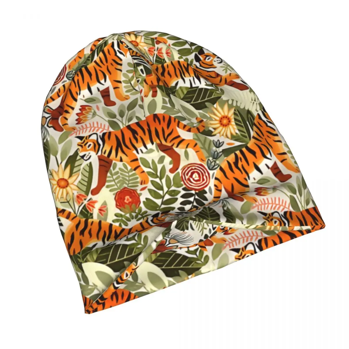 Bonnet Hats Deep Forest Beast Tiger Men Thin Hat Thriving Tiger Tangle & Warm Green Flora Spring Warm Cap Street Beanies Caps