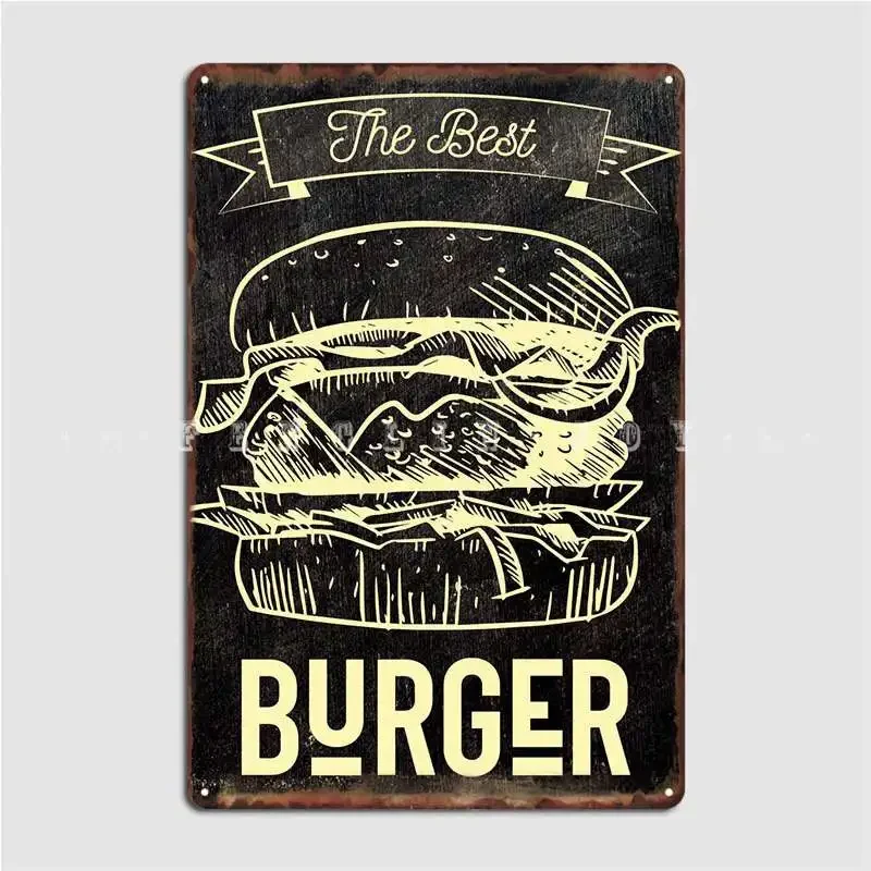 Tasty Burger Fast Food Metal Sign Cinema Kitchen Home Designing Garage Decoration Tin Sign Poster