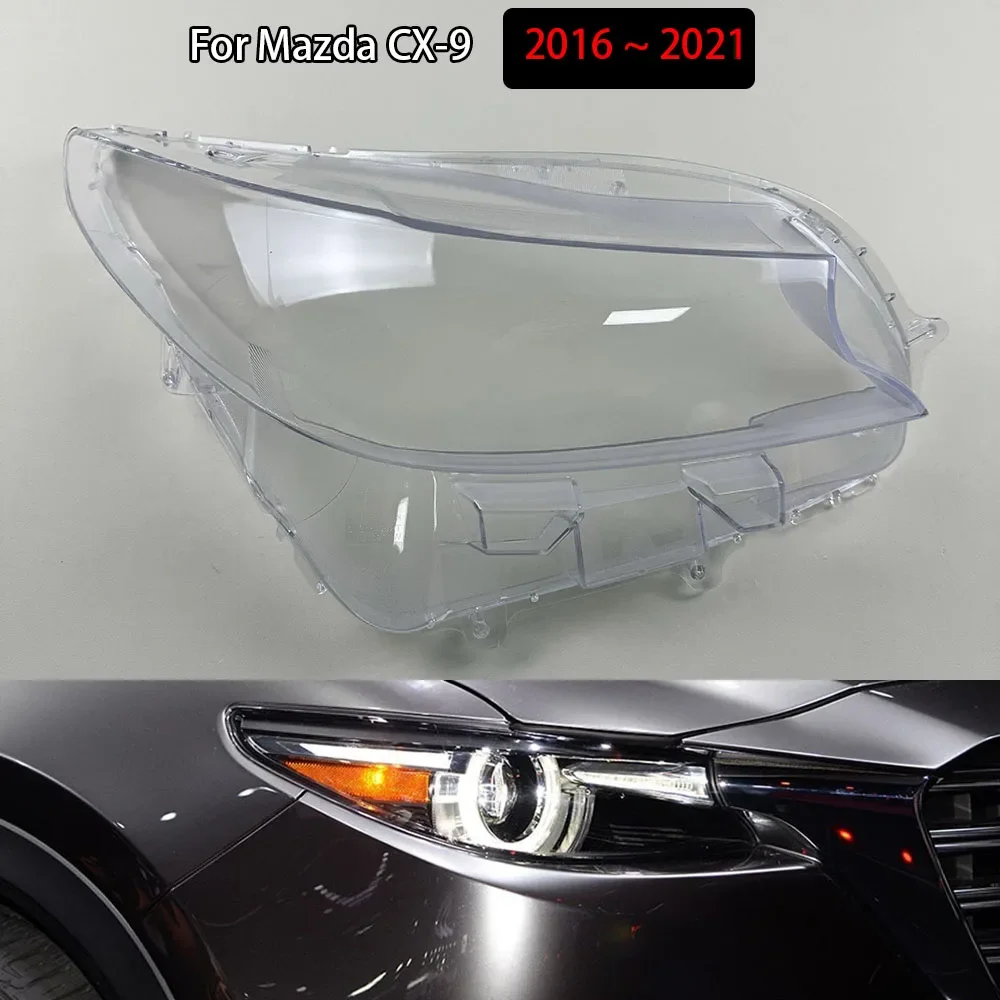 

For Mazda CX-9 2016 ~ 2021 Headlight Cover Transparent Headlamp Lamp Shell Lens Replace Original Lampshade Plexiglass