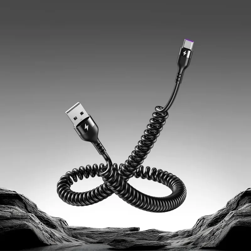 66W 5A Spring Stretching Data Cable USB Type C Data Cable  Fast Charging Data Cord for  Android Phone USB C Line Type C image 6