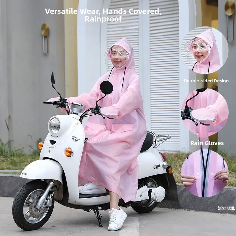 Thickened Non-Disposable Adult Raincoat for Outdoor Travel Lightweight Foldable EVA Drawstring Closure Raincoat Motorcycle Ra...