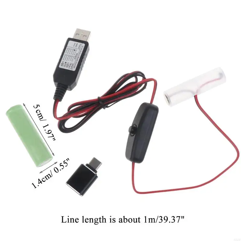 652E Type C USB tot 3V LR6/AM3/AA Batterij Batterijkabelschakelaar