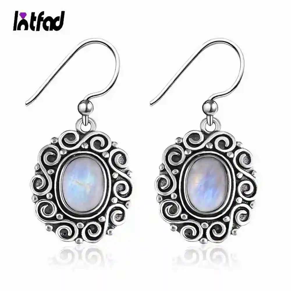 6*8mm Oval Moonstone Amethyst Drop Earrings For Women 925 Sterling Silver Charoite Beads Earring Party Engagement Wedding Gift