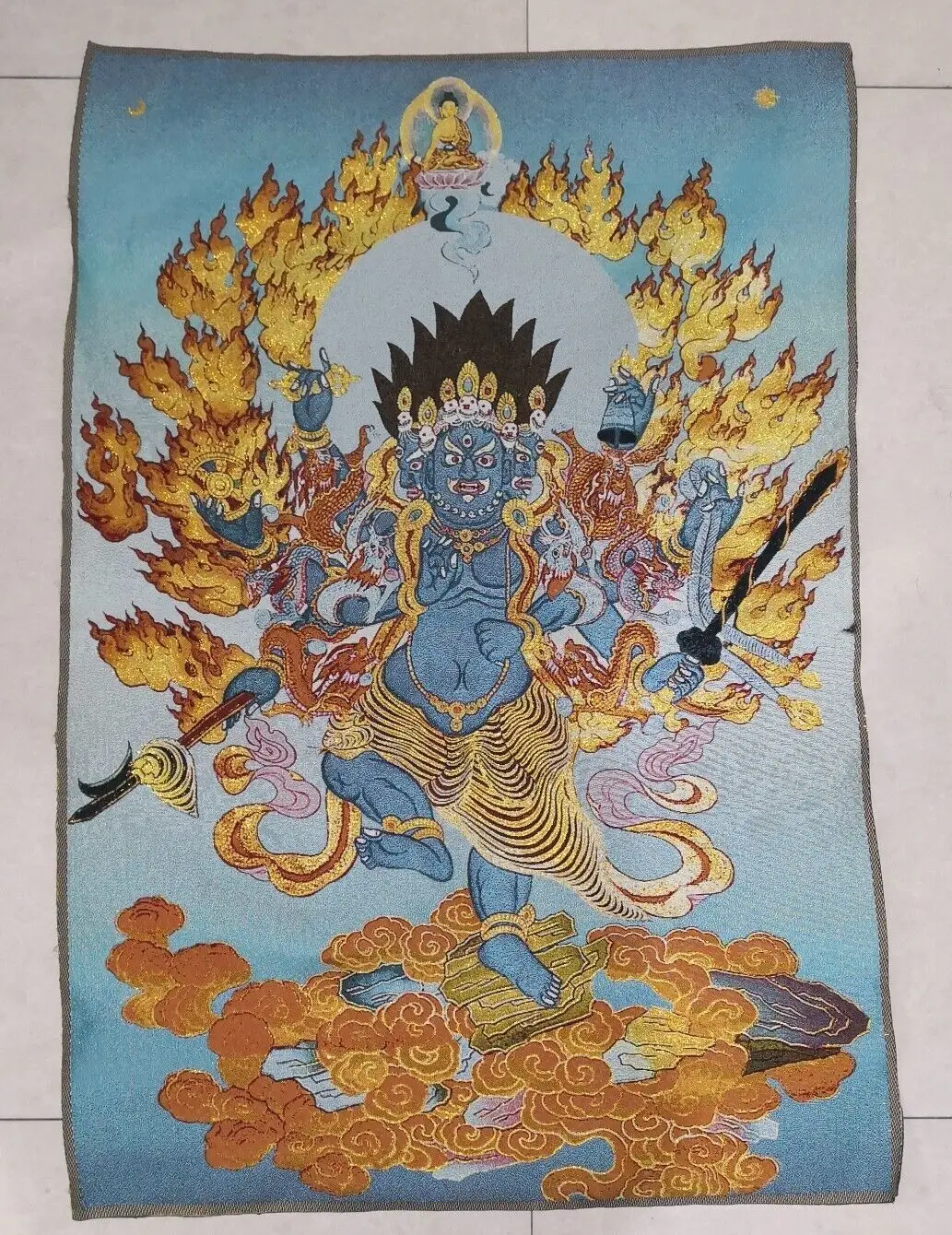 

36"Tibet Tibetan ClothSilk Buddhism Wrathful Tangka Thangka