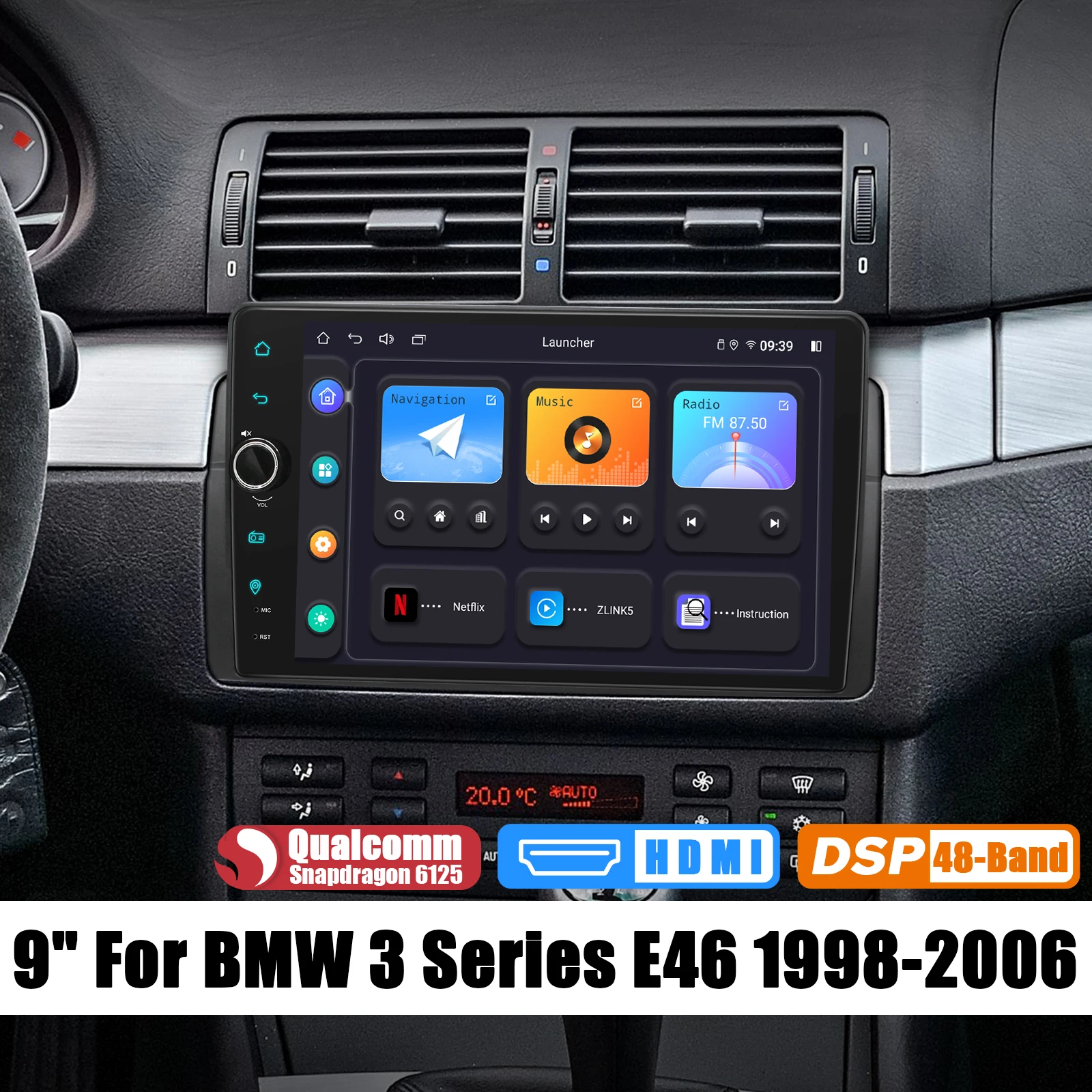 Joying 9 inch Autoradio Car Radio Stereo Multimedia Player For BMW 3 Series E46 M3 318/320/325/330/335 1998-2006 With Carplay