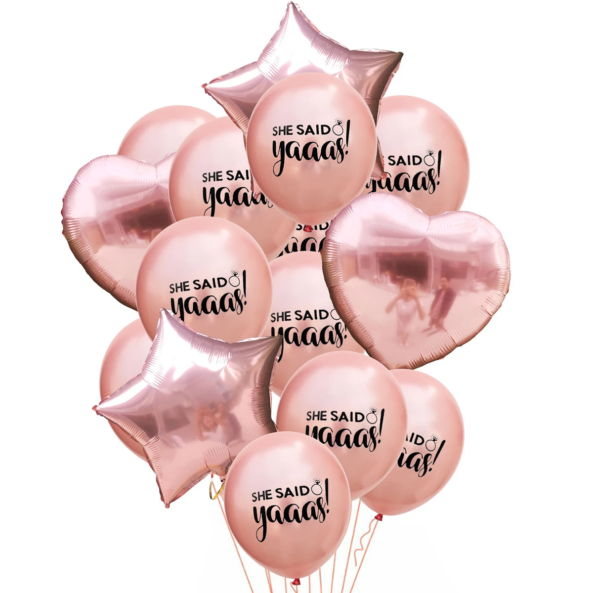 

15pcs Confetti Balloons Set Rose Gold She Said Latex Wedding Party Decorations Bridal Shower Supplies Paper Balloon