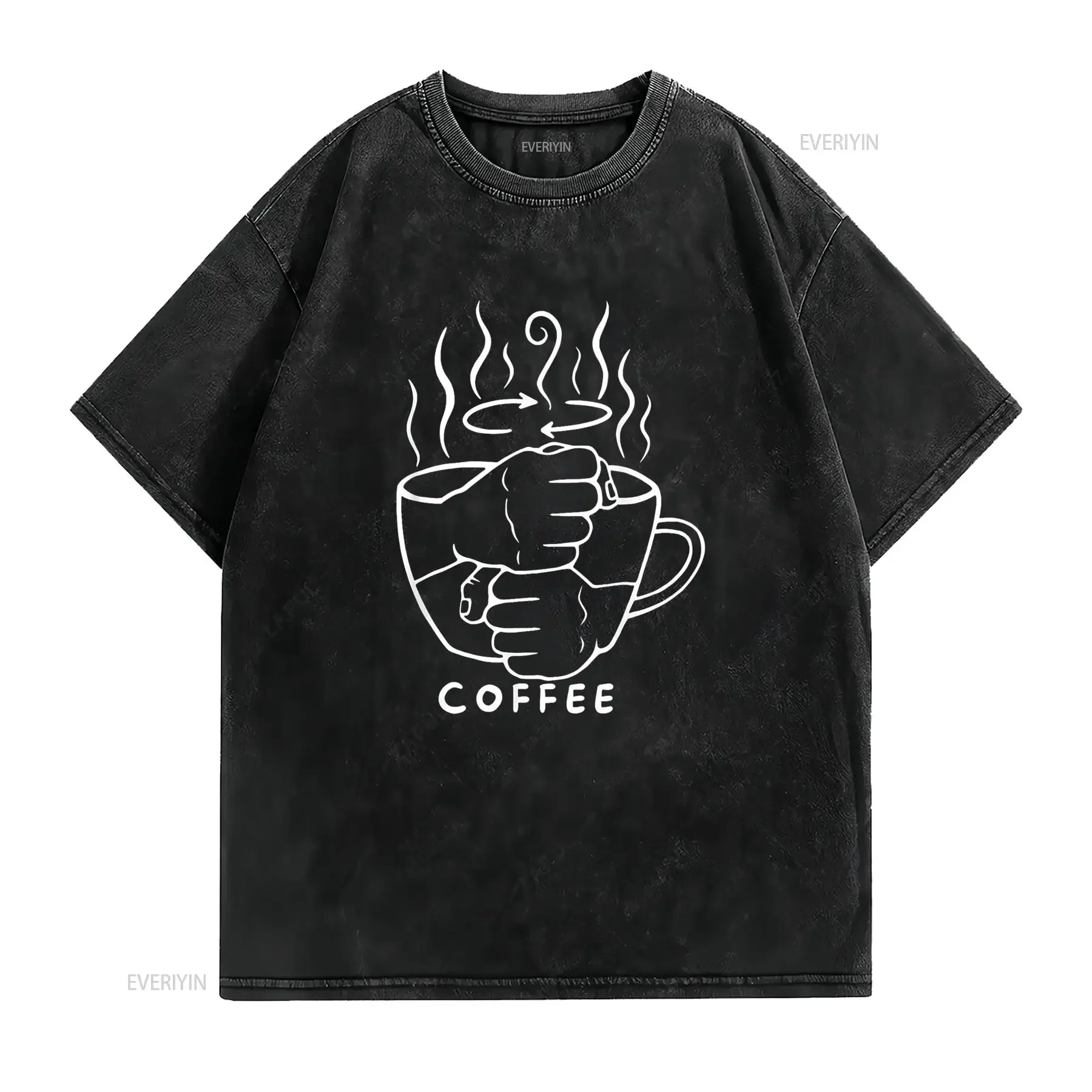 ASL Coffee Please American Sign Language Lover Womens T Shirt vintage Washed Slightly Casual homme Stylish fashion