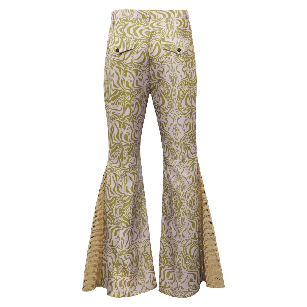 ريترو ديسكو تأثيري حلي للرجال ، تنكر جرس بنطلون ، تسلق Bottoms مضيئة ، ملابس الخيال ، الكبار ، 70s ، 80s