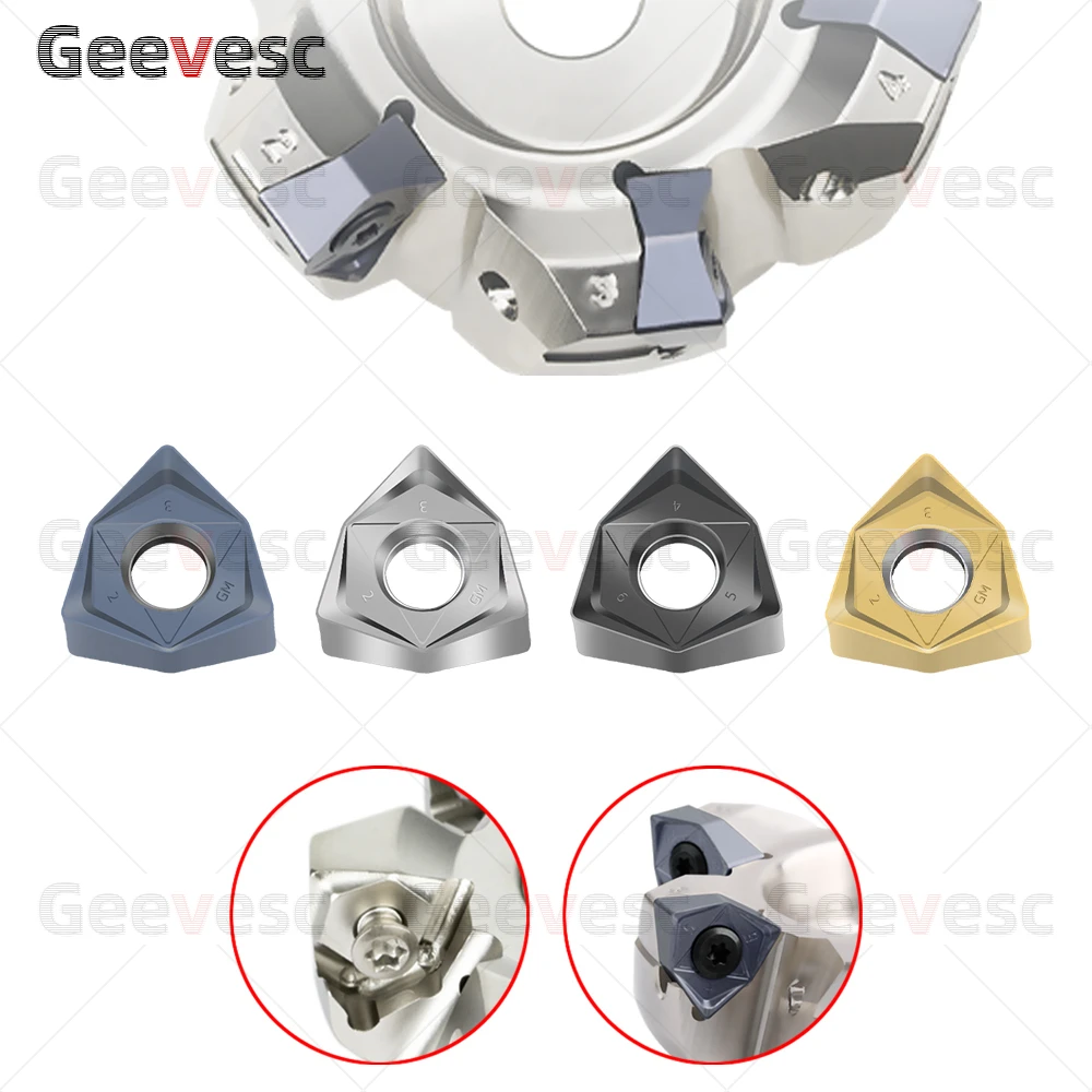 Imagem -03 - Wnmu 080608 Dupla Face Hexagonal 90 Graus Ângulo Reto Inserção de Corte de Fresagem Pesada Mfwn Wnmu Carboneto Fresa Inserções Lâmina