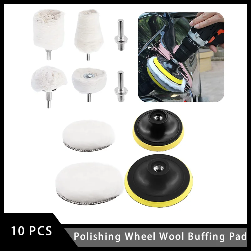 

3/5 Inch Polishing Wheel Wool Buffing Pad with Sanding Pad 10 Pcs for Detailing Polishing and Final Finishing of Car Body Glass