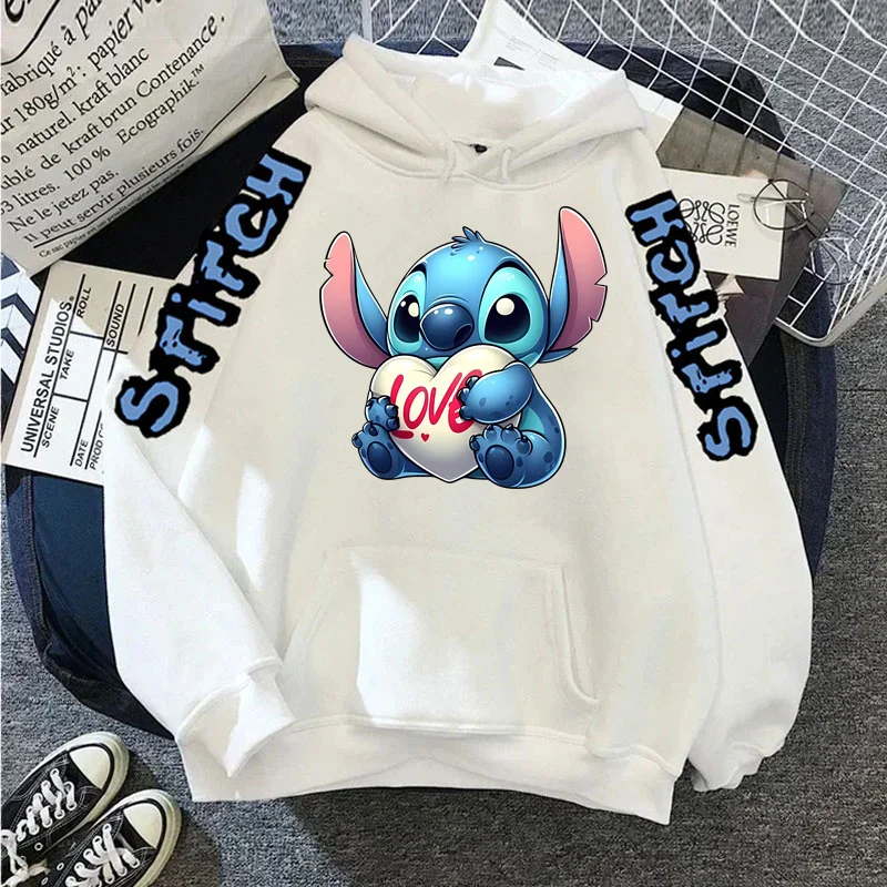 Sudaderas con capucha de marca de lujo para mujer, chaquetas Harajuku de Lilo y Stitch de Disney, suéteres de invierno de moda japonesa, sudaderas cálidas para mujer