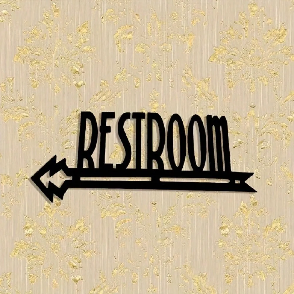 CIFBUY 2D Iron Wall Art Heavy Duty Directional Sign For Home Office Easy Install Restroom Arrow Housewarming Gift