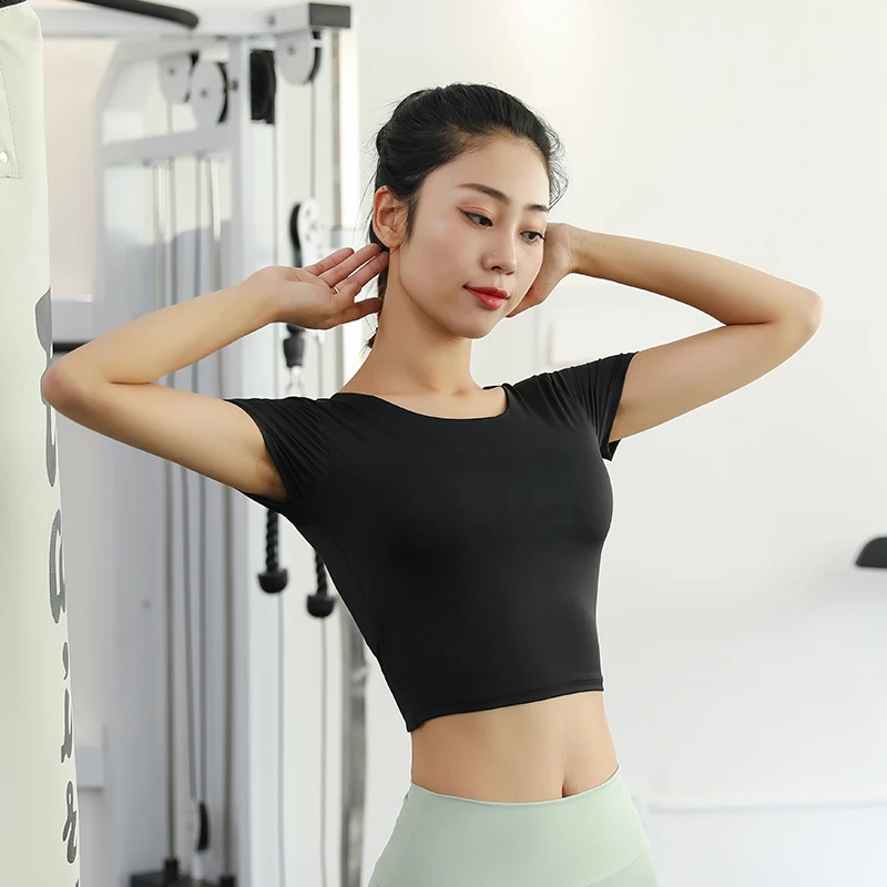 Fashion Crop Top Back Cross Open Back Design Crew Neck Breathable Quick Dry High Elastic Yoga Tank Top For Women