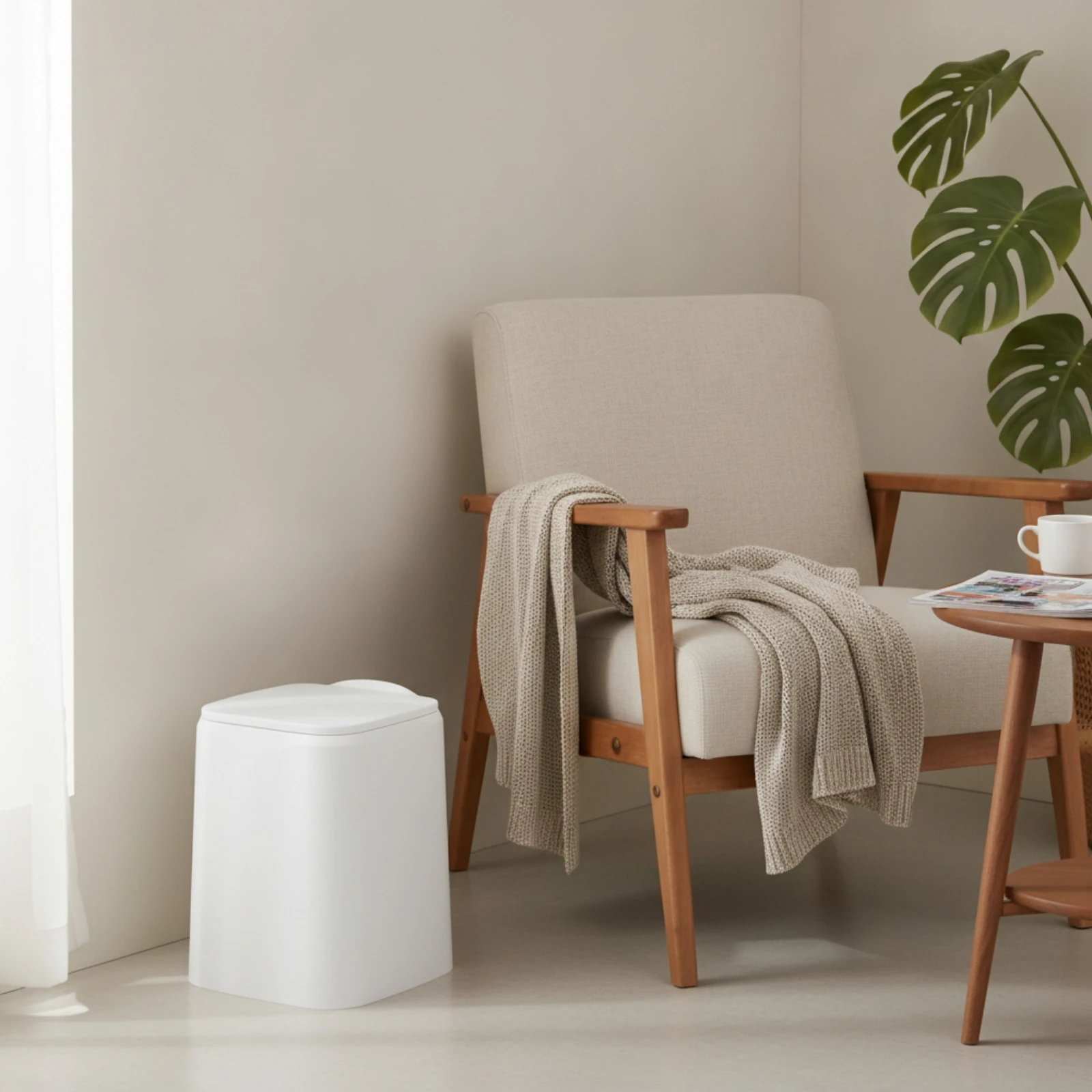 Trash Can with Lid Lidded Square Trash Can Wastebasket Minimalist Garbage Bin Concealed for Bathroom, Bedroom