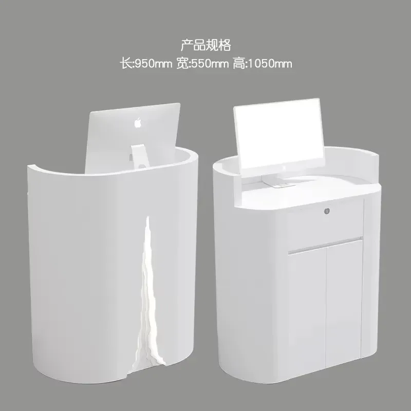 GZ-8  Small Counter Bar Table Curved Reception Desk Imitation Marble Welcome Desk Shopping Guide Desk