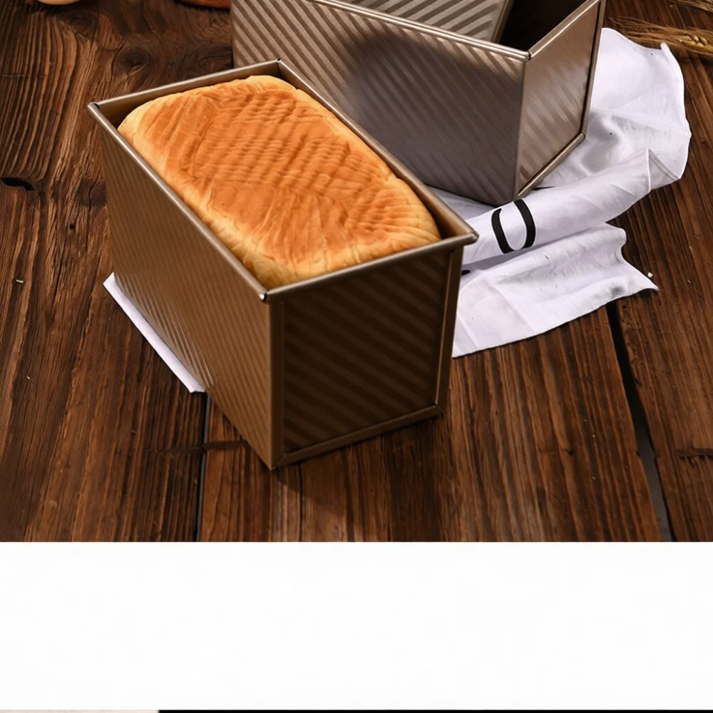 Professional Rectangular Loaf Tin Non Stick Toast Box Corrugated Baking Pan With Lid For Oven Kitchen Cake Bread Maker