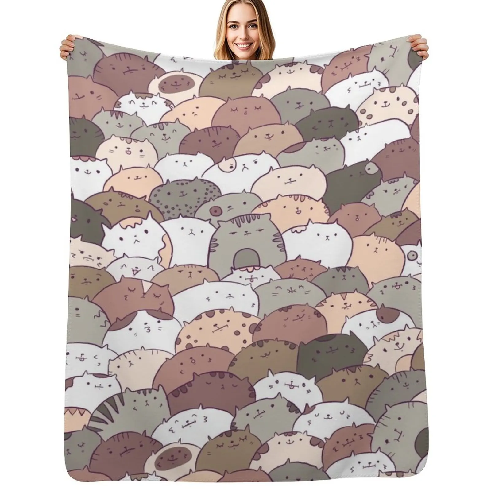 

Lots of Cats Throw Blanket Single Decorative Throw Furrys Hair Blankets