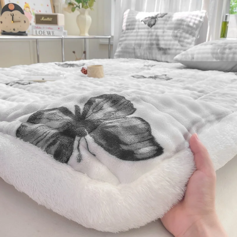 سوبر سميكة فراش توبر فقاعة الصوف السرير حصيرة غطاء ملاءات دافئة لفصل الشتاء الملكة فراش وسادة أغطية سرير ناعمة Mattretulisperiд #1