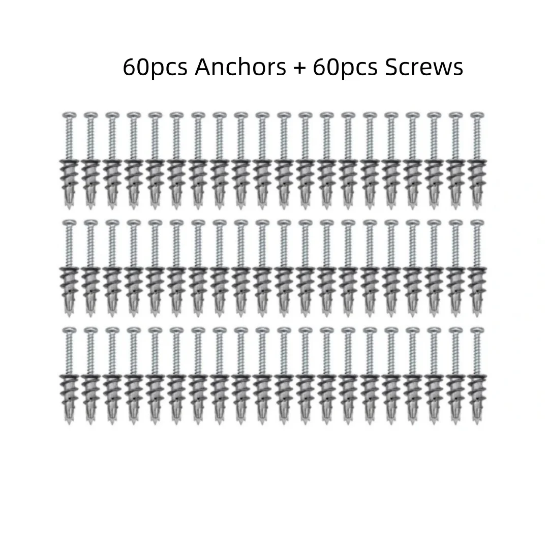 120Pcs Zinc Alloy Plasterboard Hollow Wall Anchor Set - Self-drilling Expansion Screws and Tapping Screws