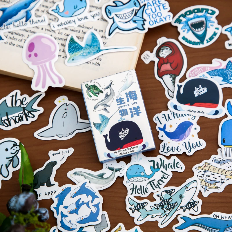 Cute Animal Sticker Pack with Panda, Dog, Penguin & Sea Creatures, Clearance Stickers for Collage,Notebooks & Water Cups