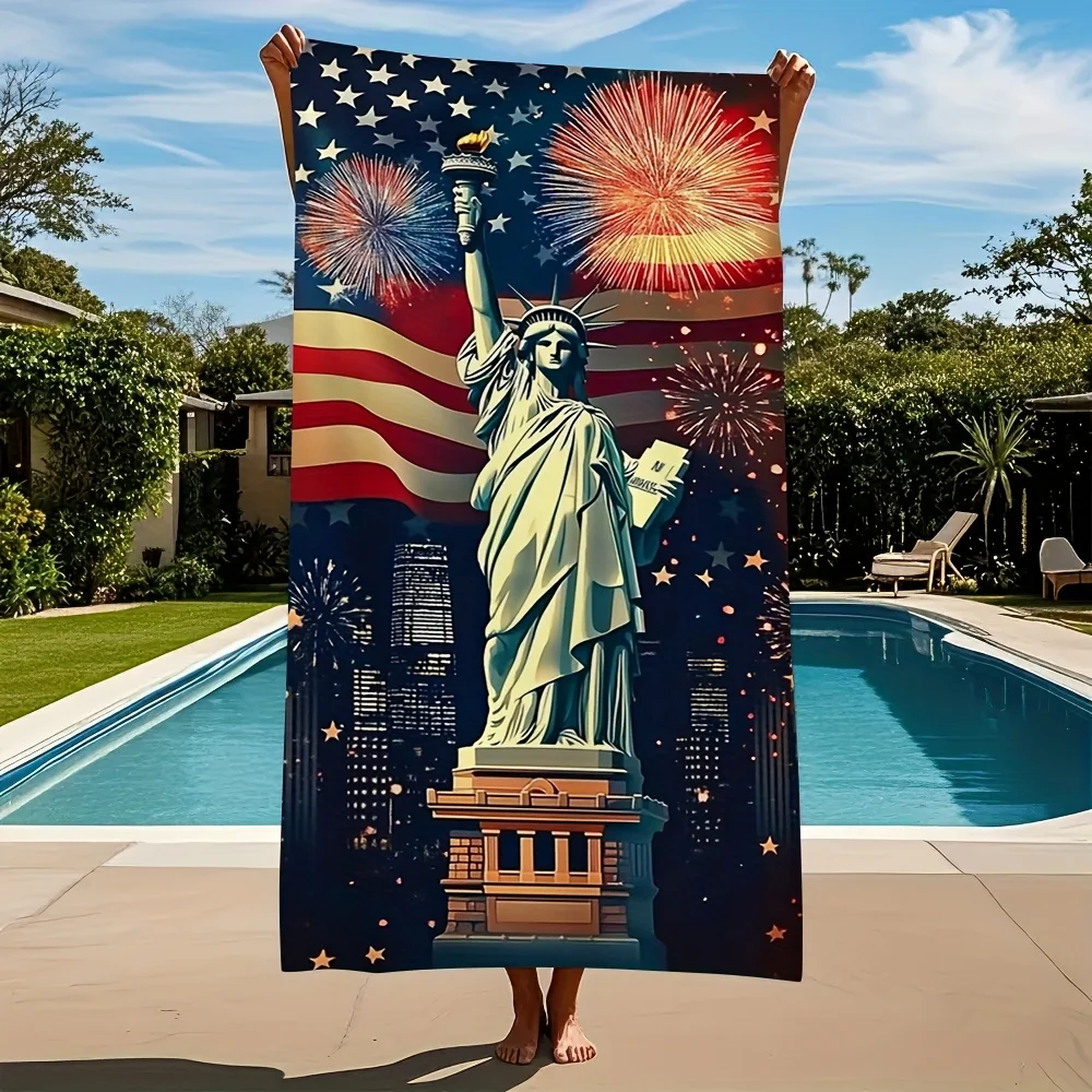 Anti-slip Statue of Liberty Microfiber Beach Towel Parent-Interaction Beach Essentials