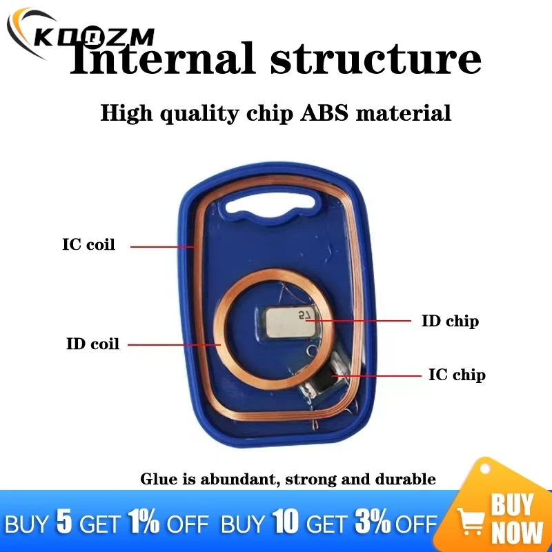 1/5PCS Dual Chip Frequency RFID 125KHZ T5577 EM4305+13.56MHZ Changeable Writable IC+ID UID Rewritable Composite Key Tags Keyfob