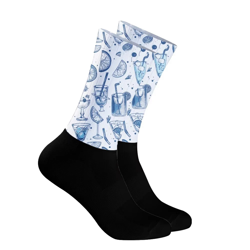 

Велосипедные носки-принт с тропическим напитком, новые летние дышащие велосипедные носки для мужчин и женщин, шоссейный велосипед, Calcetines
