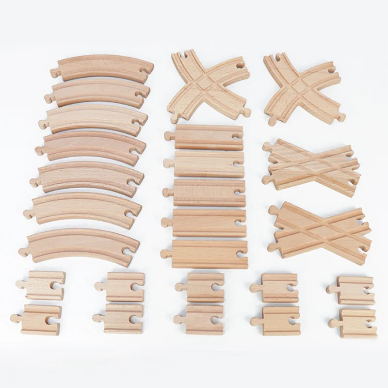 26 pcs / pack Wooden Train Tracks Set Expansion Pack Compatible with Thomas Wooden Train Fit Brio and Major Railroad Toy Brand