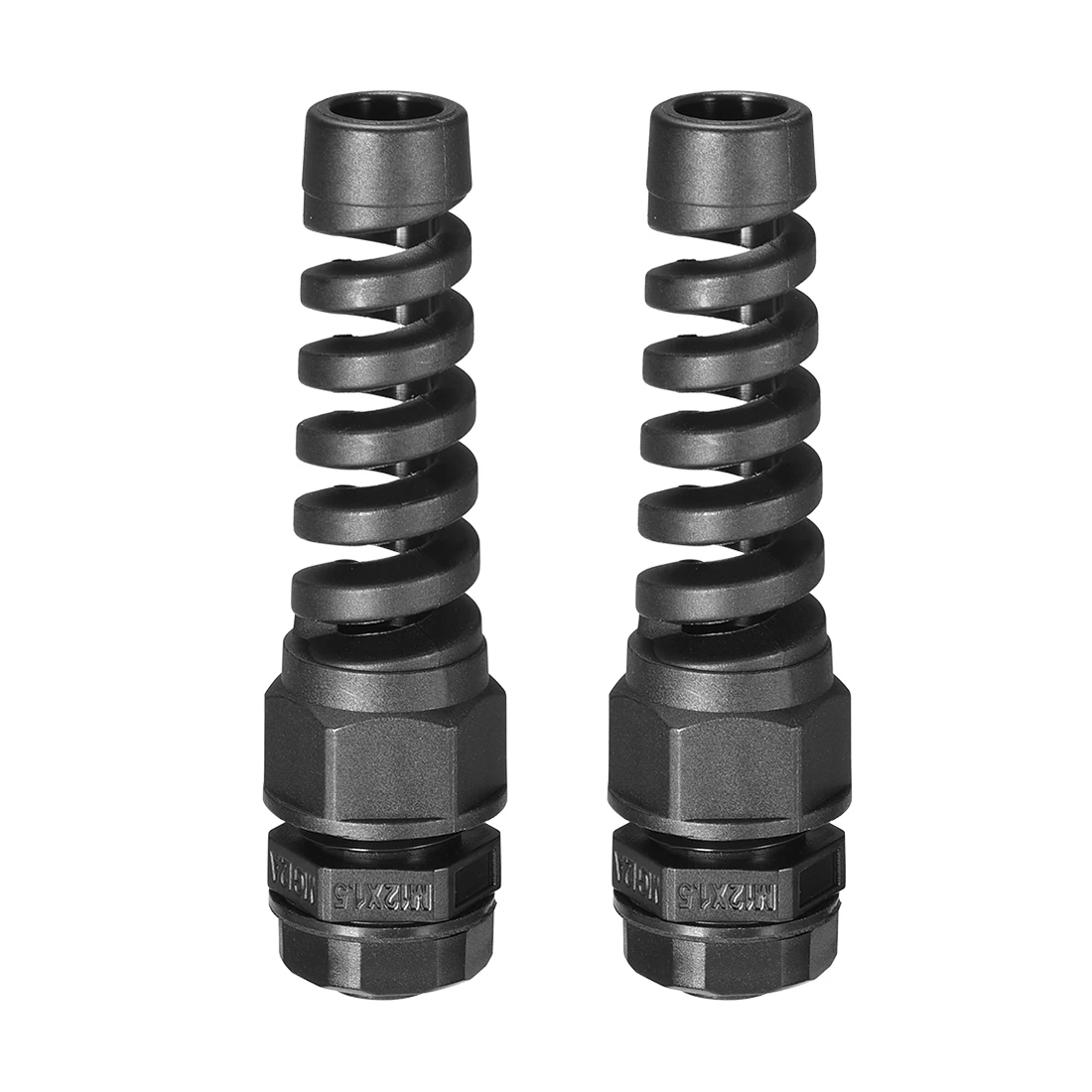 2Pcs Black Waterproof Cable Gland Anti-Bending M12 Nylon Joint Adjustable Locknut with Strain Relief for 4.5mm-7.8mm Dia Wire