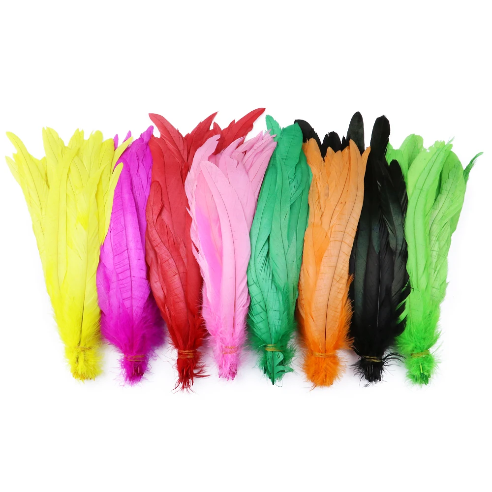 100Pcs Colorful Rooster Feathers 25-40cm Natural Feather for Crafts DIY Wedding Party Dress Plumes Carnival Headwear Decoration