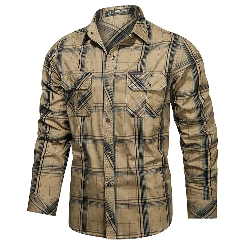 2026 Spring and Autumn New Cotton Plaid Long-Sleeved Shirt Men's Casual Casual Shirt Men's Casual Shirt