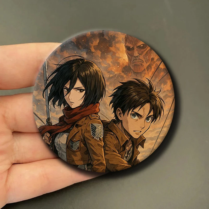 58mm Anime Character Mikasa Ackerman Soft Button Pin Mikasa Ackerman Brooch Creative Badge for Backpack Clothes Decoration Gift