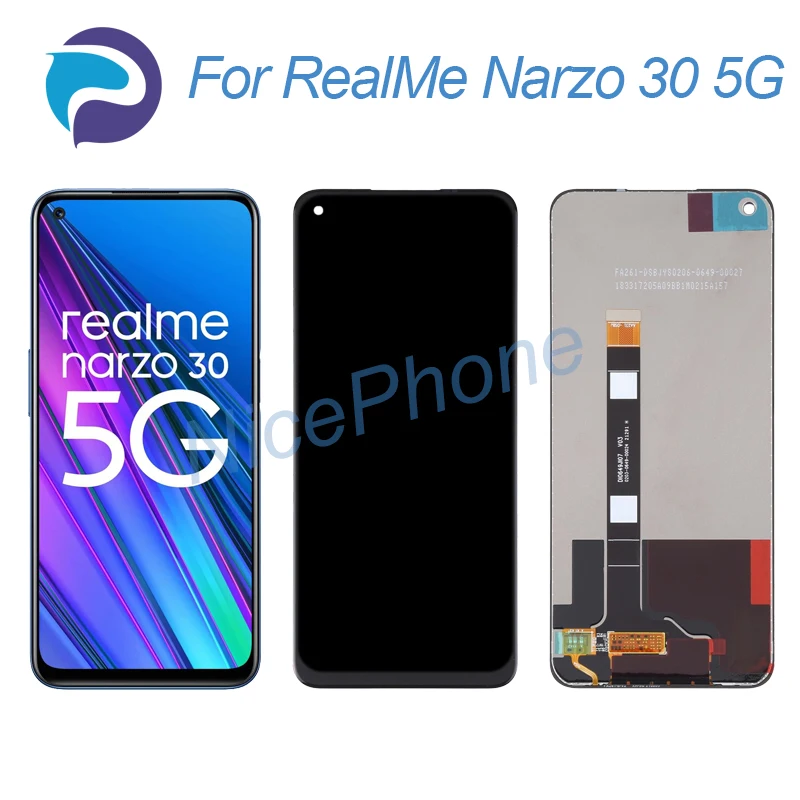 

Для RealMe Narzo 30 5G LCD дисплей кодирующий преобразователь сенсорного экрана в сборе Замена RMX3242 для RealMe Narzo 30 5G экран LCD