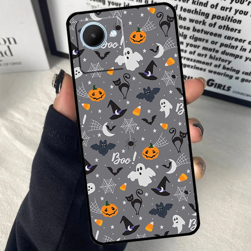 Cute Halloween Ghost Bat Case For Realme GT Neo 5 3 2 T 9 10 11 Pro Plus C11 C15 C21 C25Y C30 C31 C33 C35 C53 C55