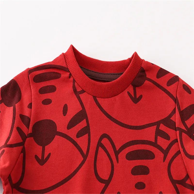 Jumping Meters 2-7T Tiger Print Boys Sweatshirts  Autumn Spring Kids Hooded Children\'s Top Baby Clothes Sport Shirts