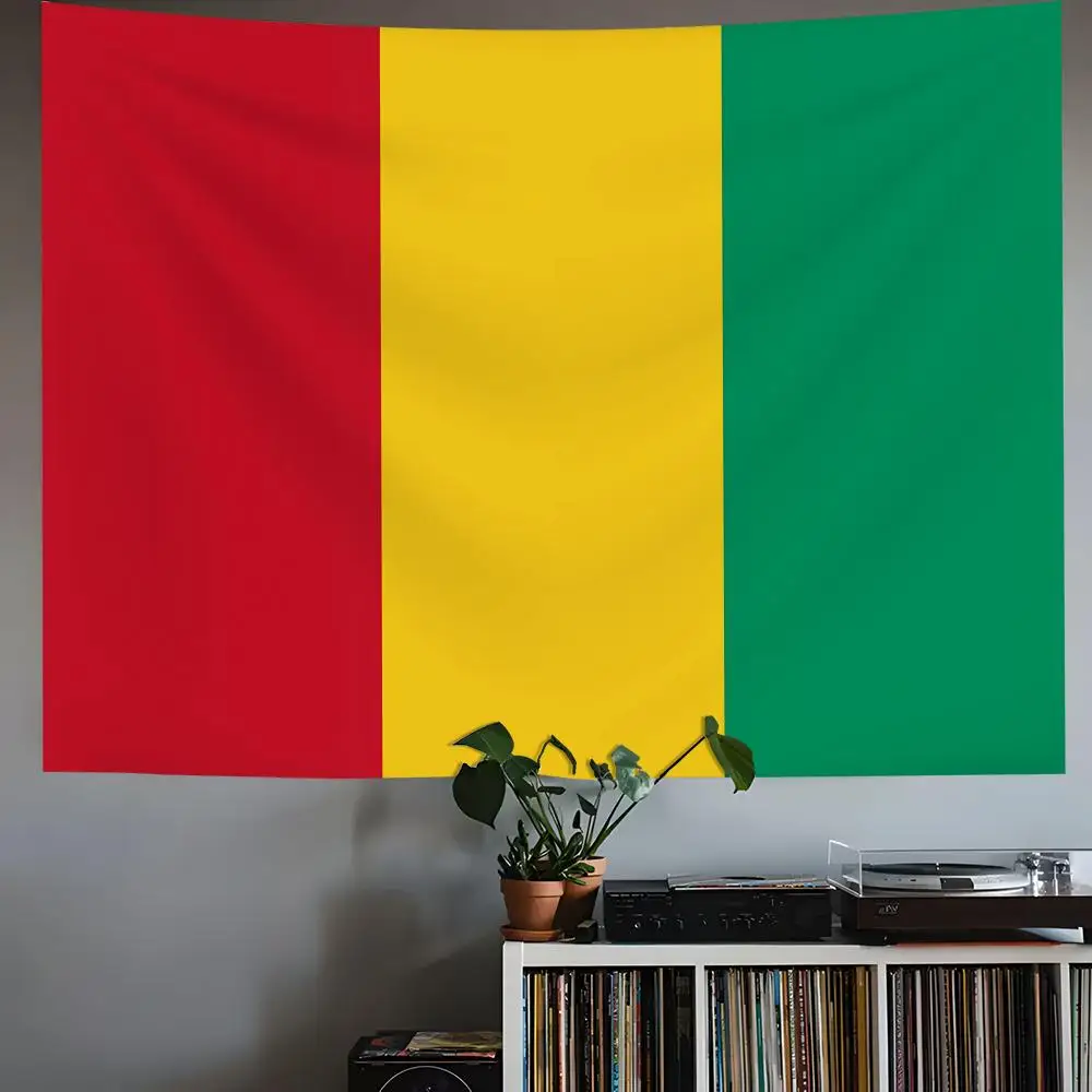 

Guinea Africa National Tapestry House Bedroom Living Bar Garden Microfiber Decoration Background Art Custom Banner