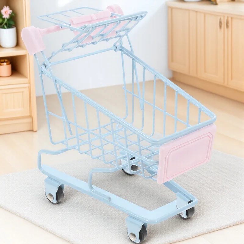 

Small Miniature Shopping Cart Desktop Storage Organizer Small Supermarket Trolley Ideal Gift for Kids Women Men Birthday
