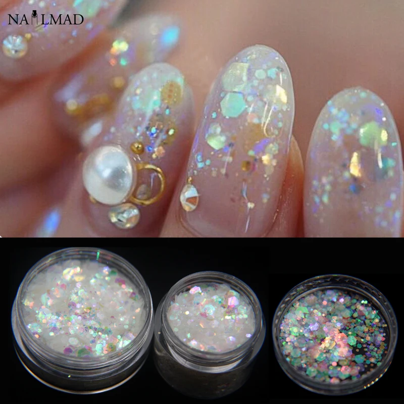 1 scatola esagonale Glitter per unghie dimensioni della miscela scintille colorate paillettes per Nail Art Glitter per Manicure trucco Body Art decorazioni fai da te