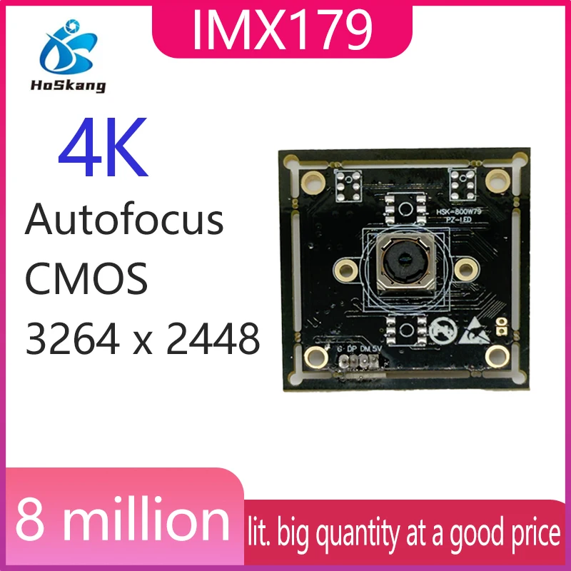 

8MP 4K USB camera module with autofocus, 3264x2448 resolution, V version, suitable for industrial field, robot IMX179 sensor